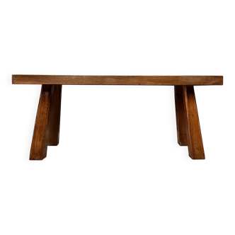 Brutalist oak seventies side table coffee table bench