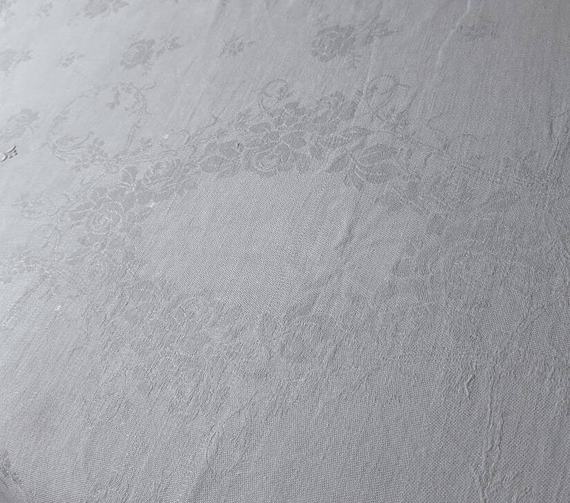 Old damask tablecloth monogrammed mm