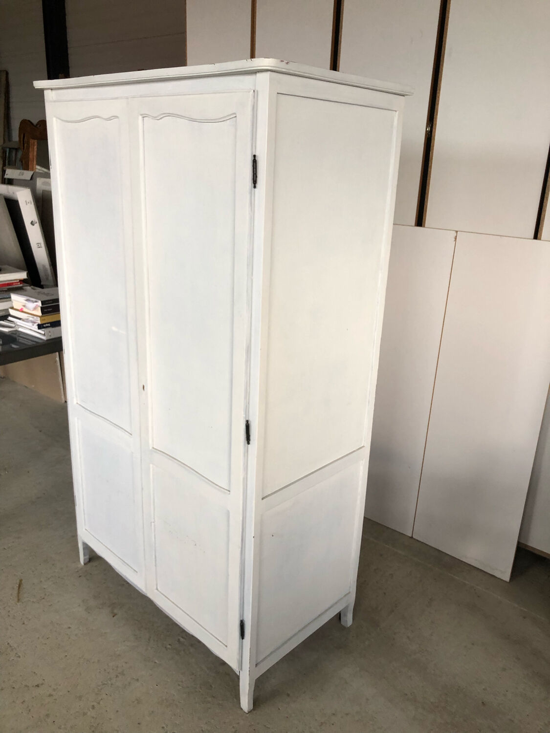 Wooden cabinet with wardrobe and shelves