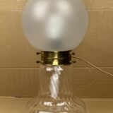 Lampe Art Déco style tourbillon laiton et champignon verre