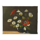 Flowers Still Life Painting Daisies Poppy Signed 47x38cm