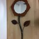 Mirror flower leather and metal 67 x 32 cm