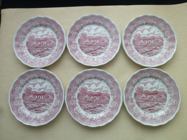 Set of 6 dessert plates in Porcelain N.Fontebasso Swiss Landscape