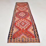 3x12 Kilim Red & Purple  Runner Rug, 102x355Cm