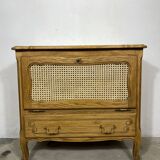 Storage unit, wooden and cane sideboard
