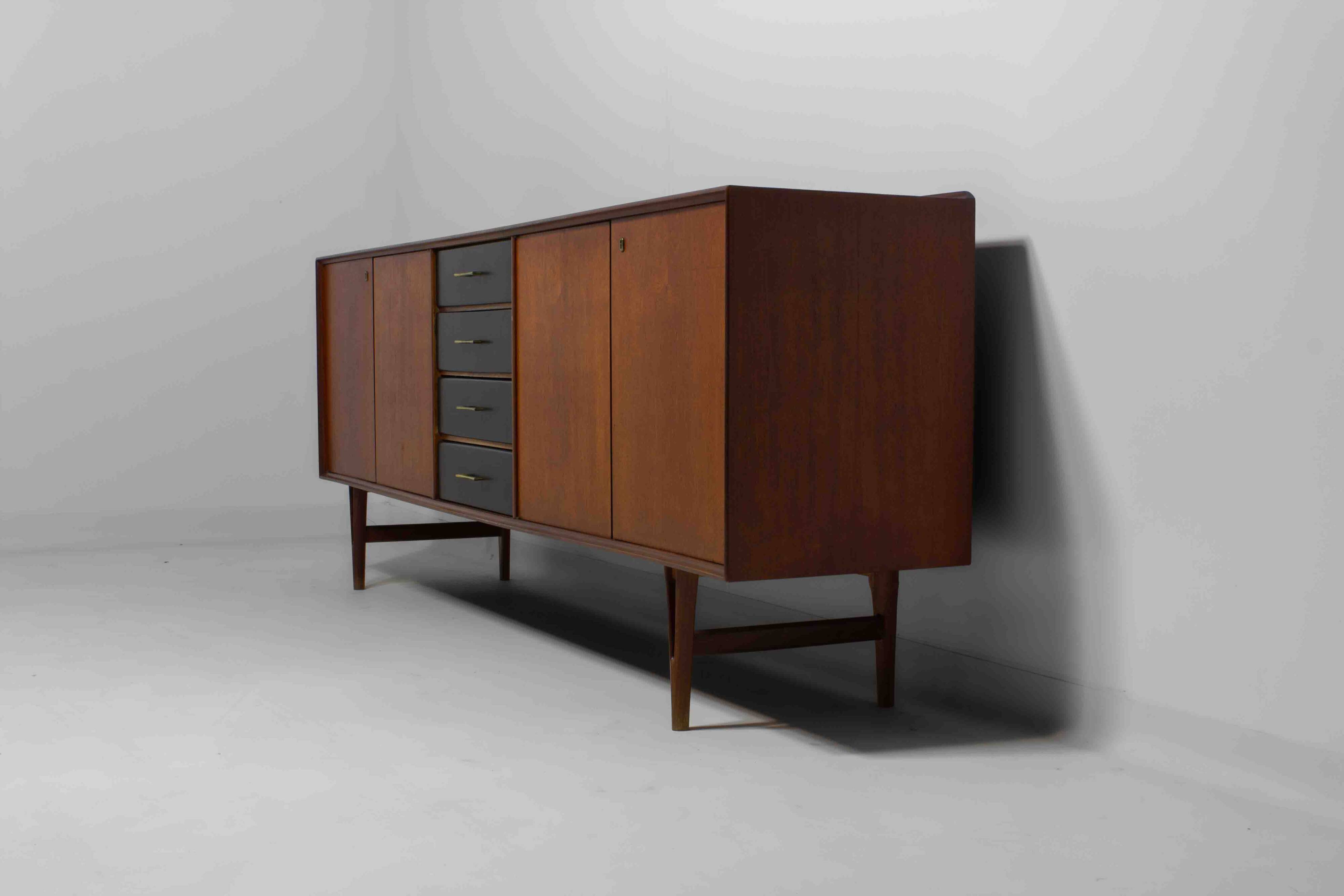 Minimalist sideboard in warm teak by Van Pelt, Belgium 1960s