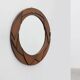 Belgian Art Deco Round Mirror with Geometric Wooden Frame, circa 1920