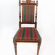 Ensemble de six chaises de salle à manger en chêne et rembourrées de tissu rayé, années 1920