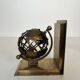 Pair of Brass Bookends with Openwork Globe Decorations. Work
