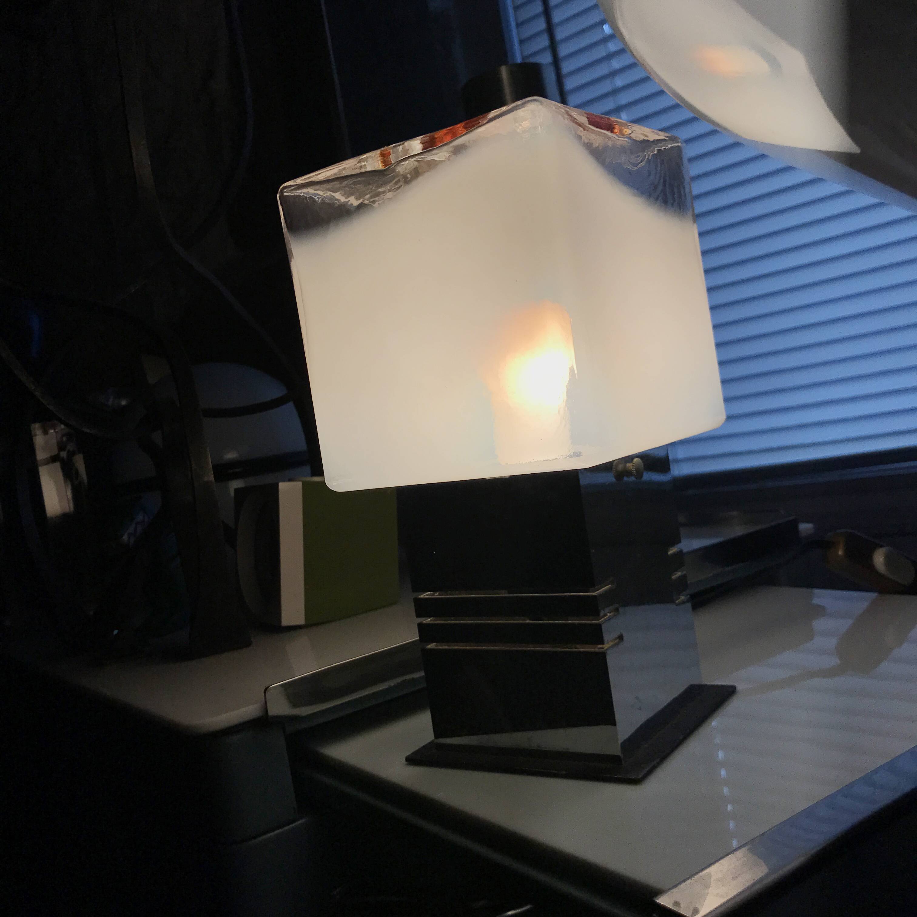 Vintage Bedside Lamp • Cubic • Gaetano Sciolari • 1969