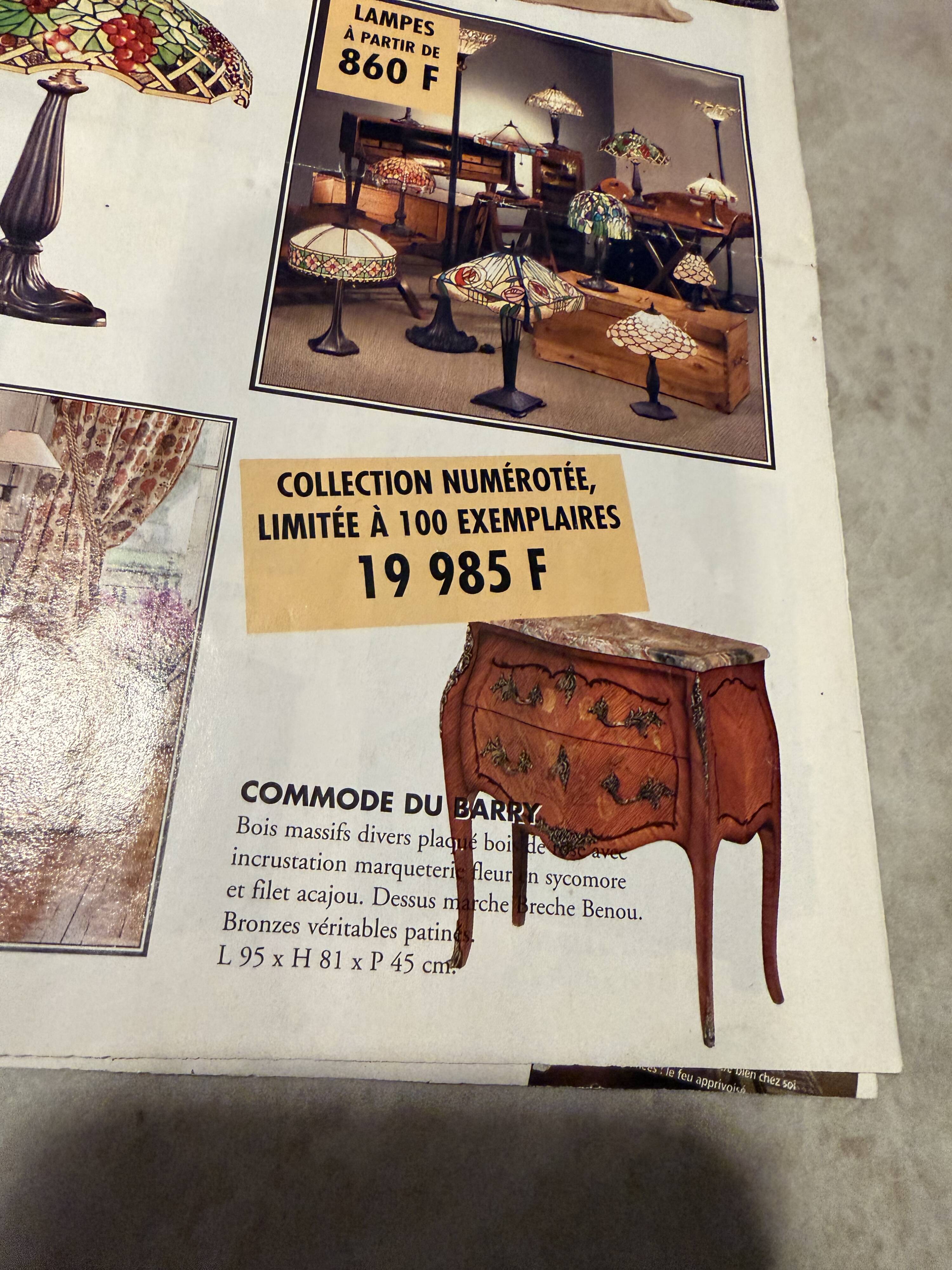 "Du Barry" commode in marquetry, marble top
