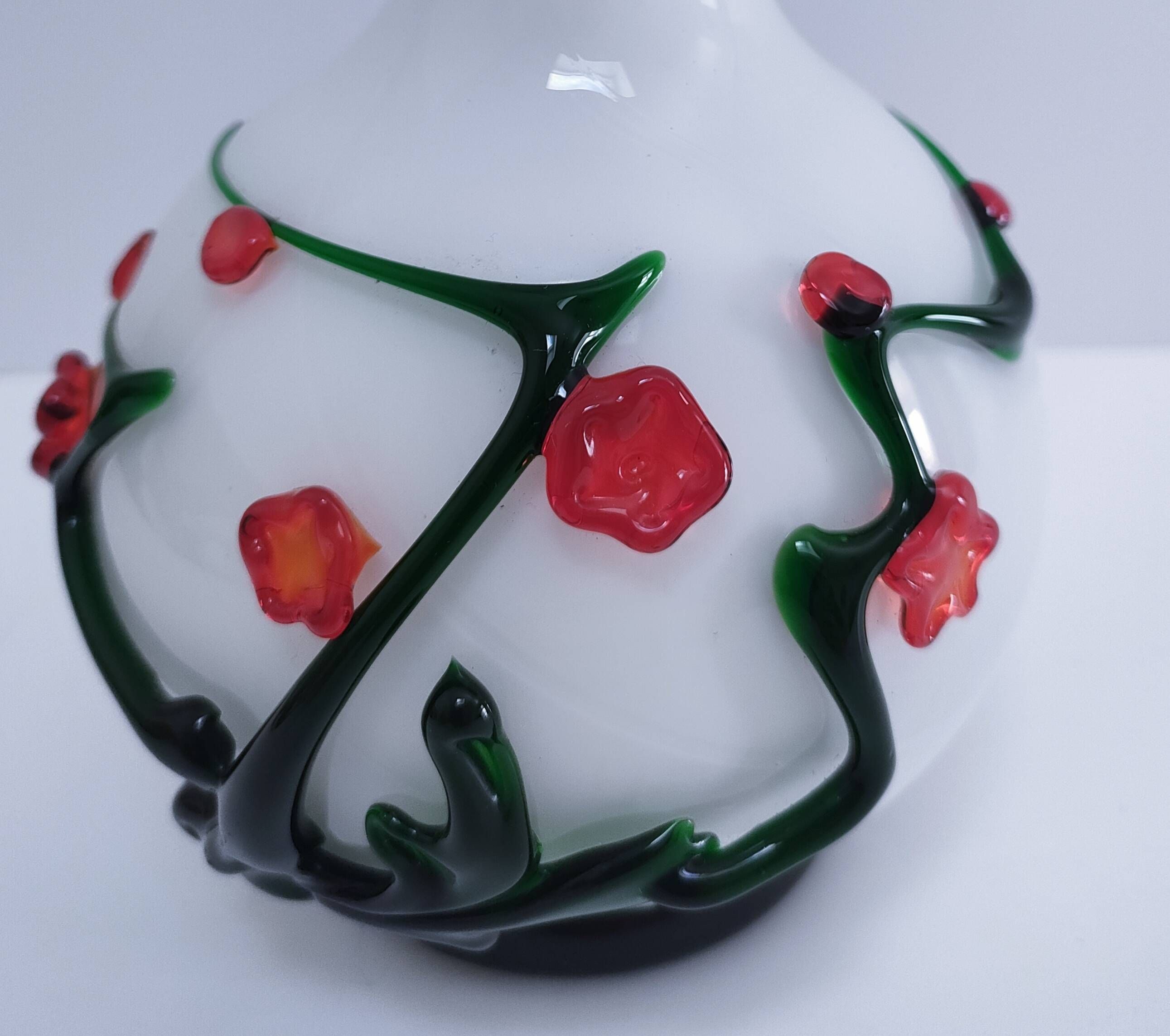 vase glass paste floral decoration Japonese style vintage