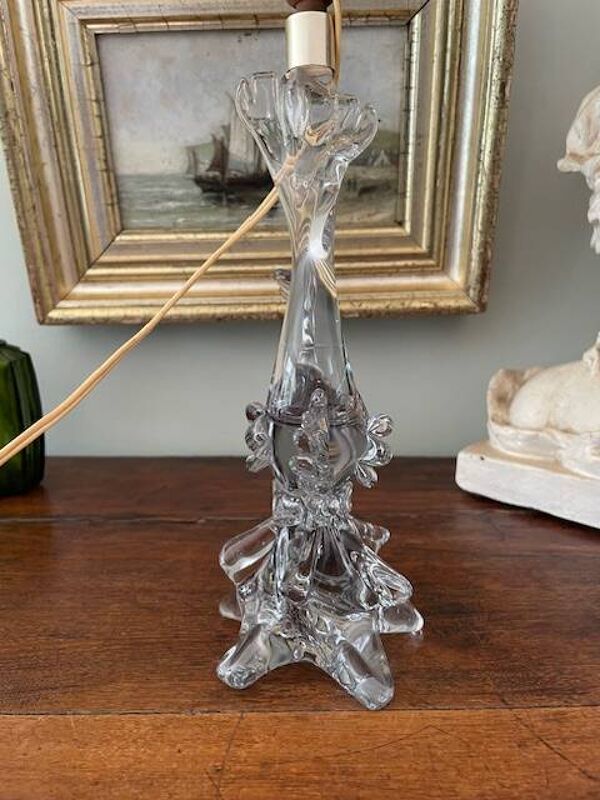 Pied de lampe en cristal en forme de poisson, années 50