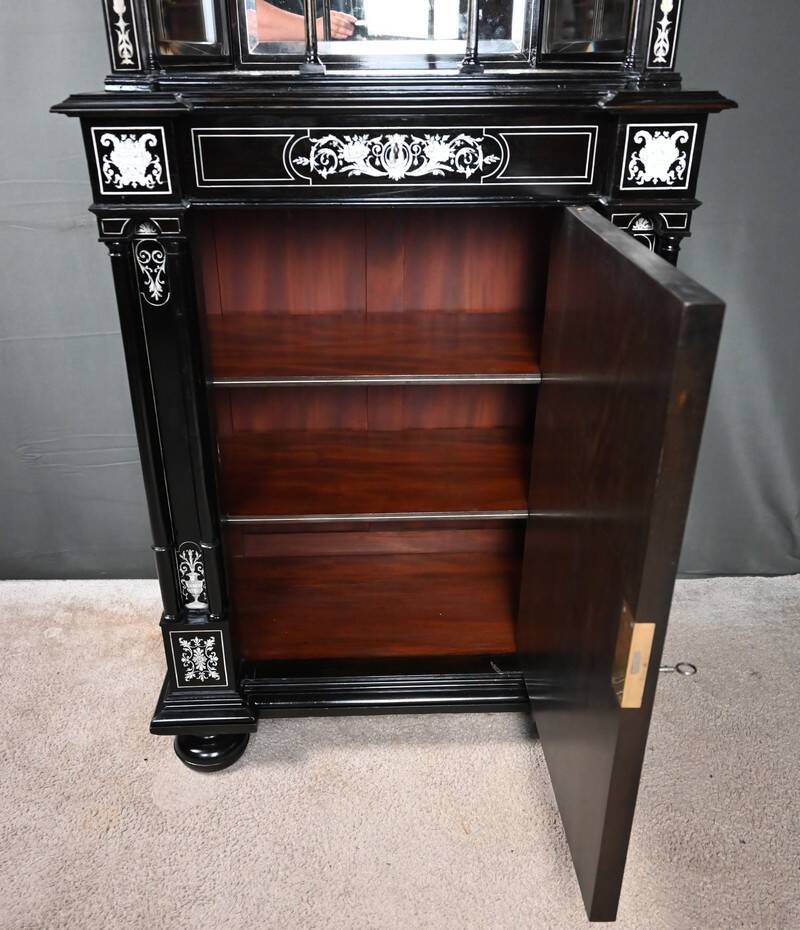 Display Cabinet in Blackened Pear Wood, Napoléon III period – 2nd half of the 19th century