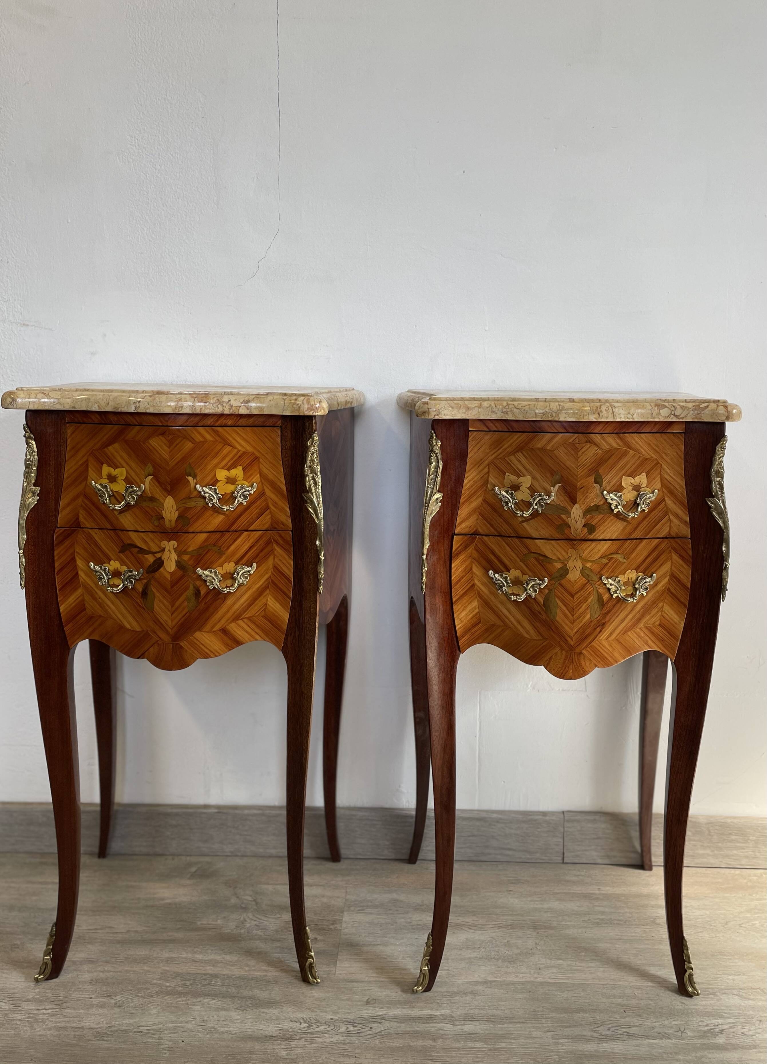 Louis XV style bedside tables