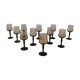 11 vintage black foot smoked twisted water glasses