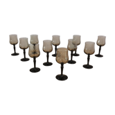 11 vintage black foot smoked twisted water glasses