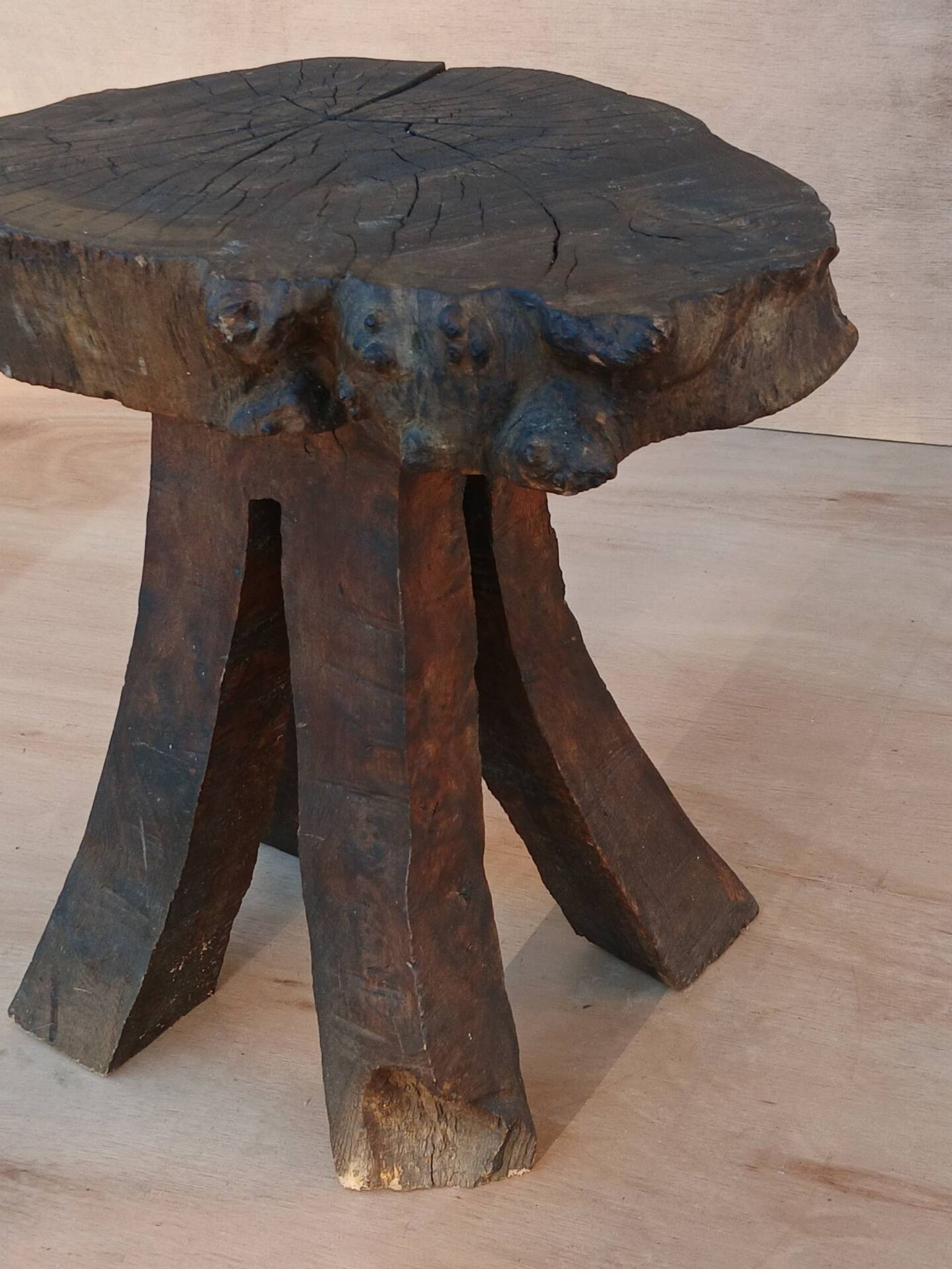 Brutalist oak stool