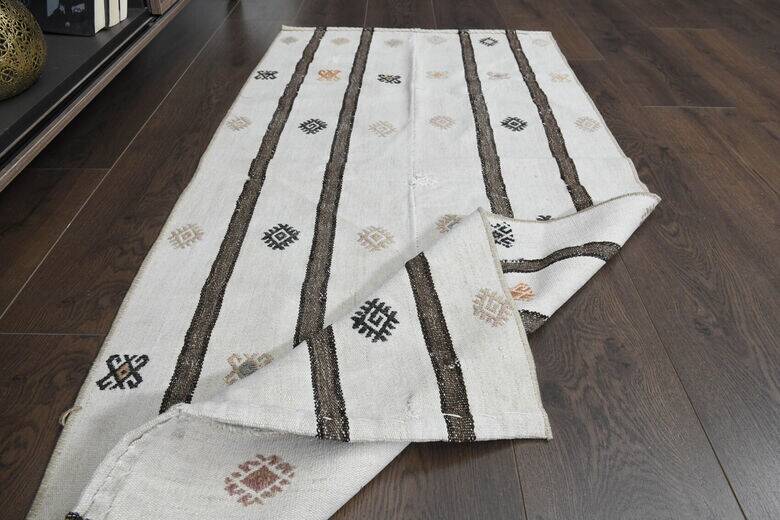 Flat vintage kilim hallway rug