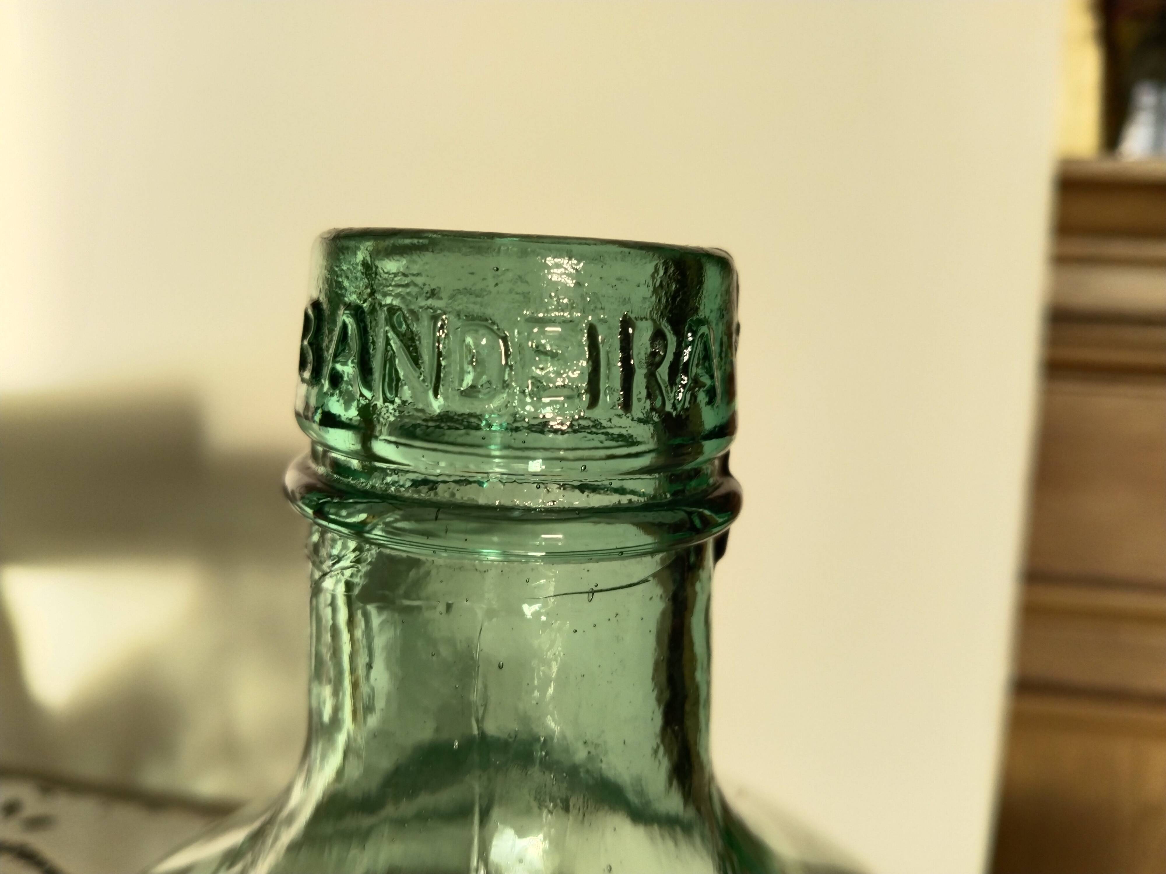 Blueish green Dame-Jeanne carboy, vintage French, Viresa Bandeira