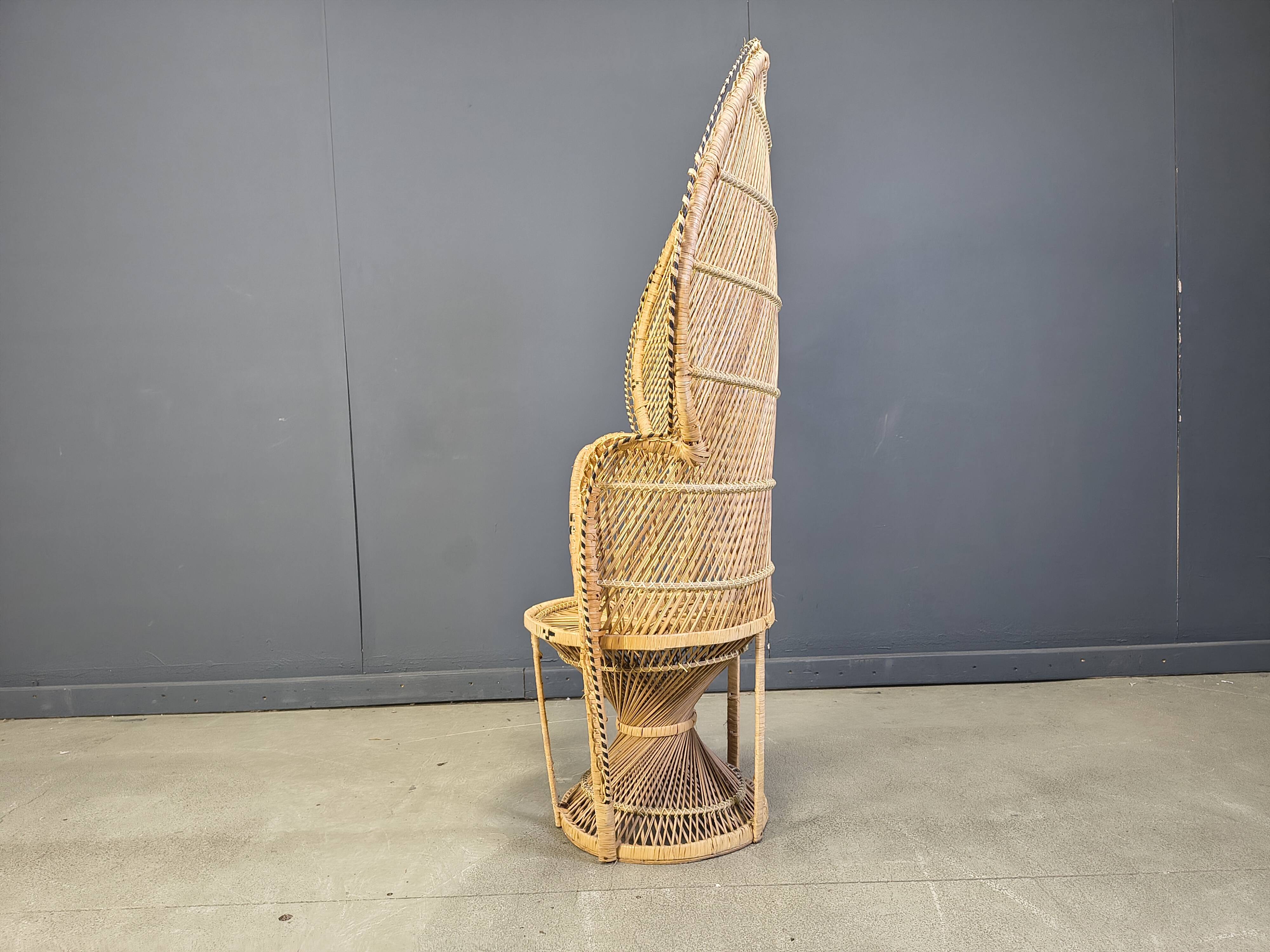 Vintage wicker peacock chair, 1970s