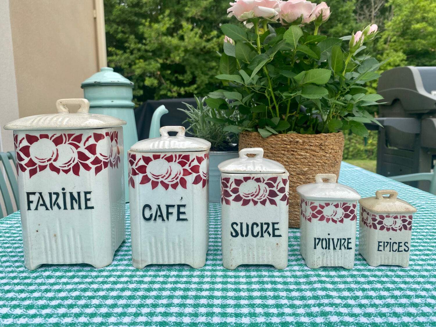 Series of vintage spice jars