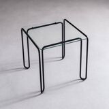 Minimalistic wireframe sidetable with glass top