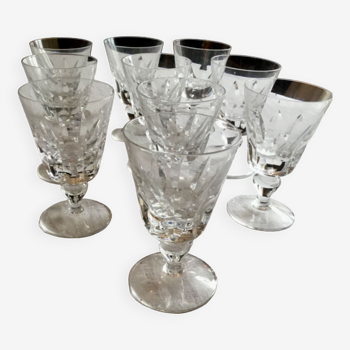 10 Saint Louis cut crystal wine glasses