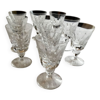 10 Saint Louis cut crystal wine glasses
