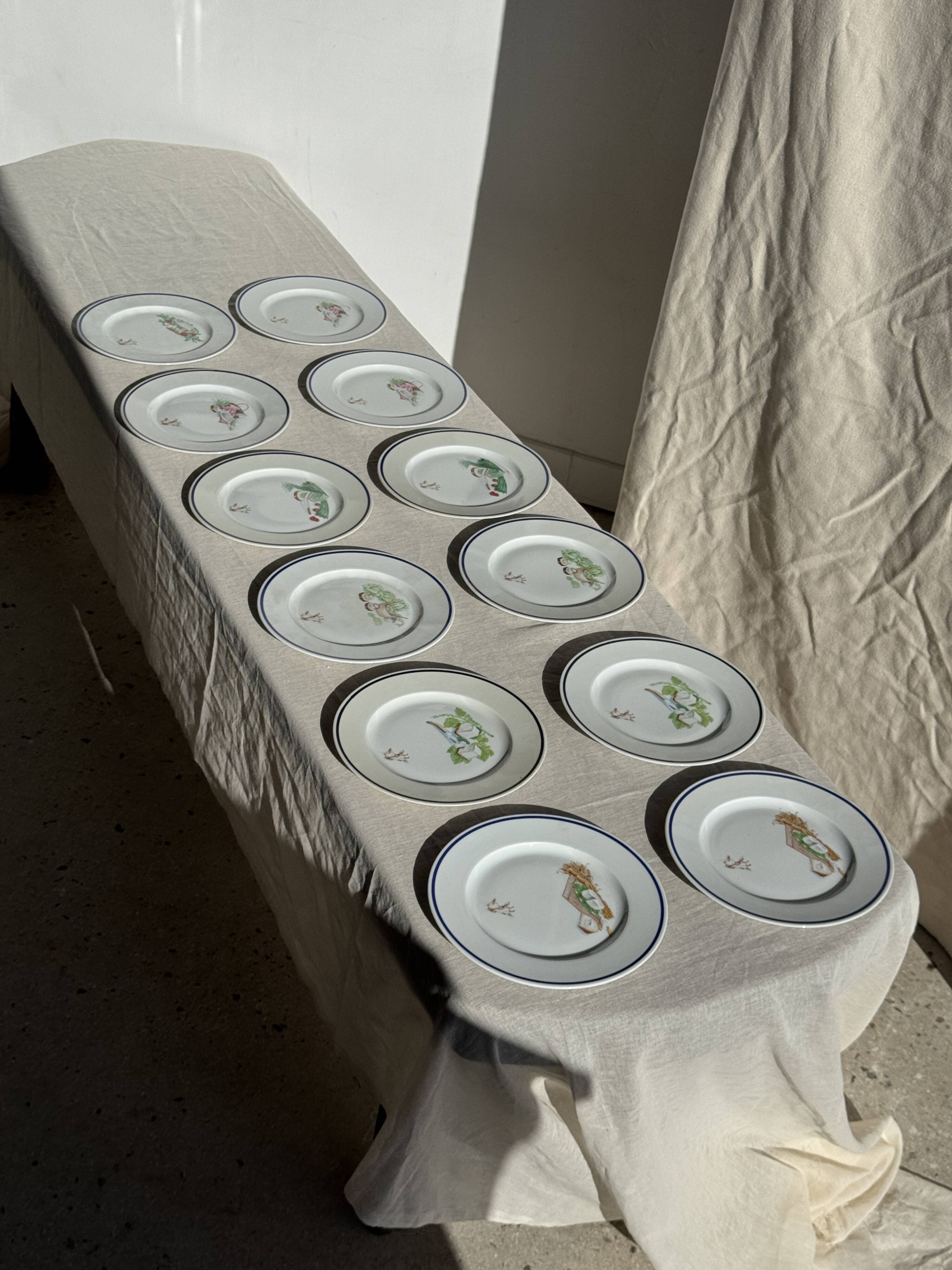 Set of 12 cheese plates France Chavroux 1990s D 21.5