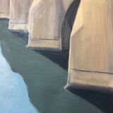 Oil on canvas, "The New Bridge packaged by Christo ", by Charnaux, XXth