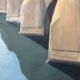 Oil on canvas, "The New Bridge packaged by Christo ", by Charnaux, XXth