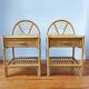 Paire de tables de chevets vintage en rotin clair