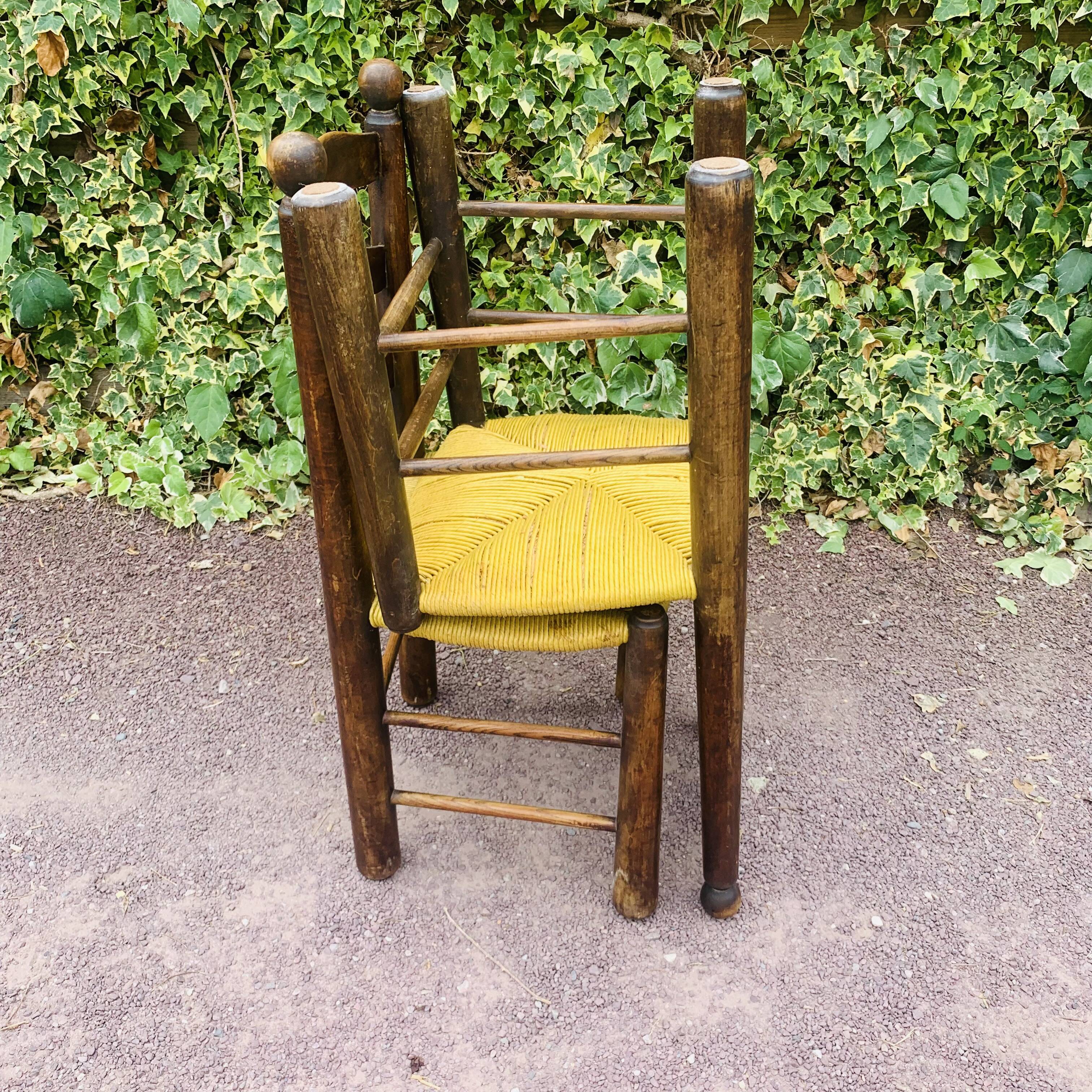 Paire de chaises bois et paille
