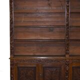 Large Victorian oak carved angular library