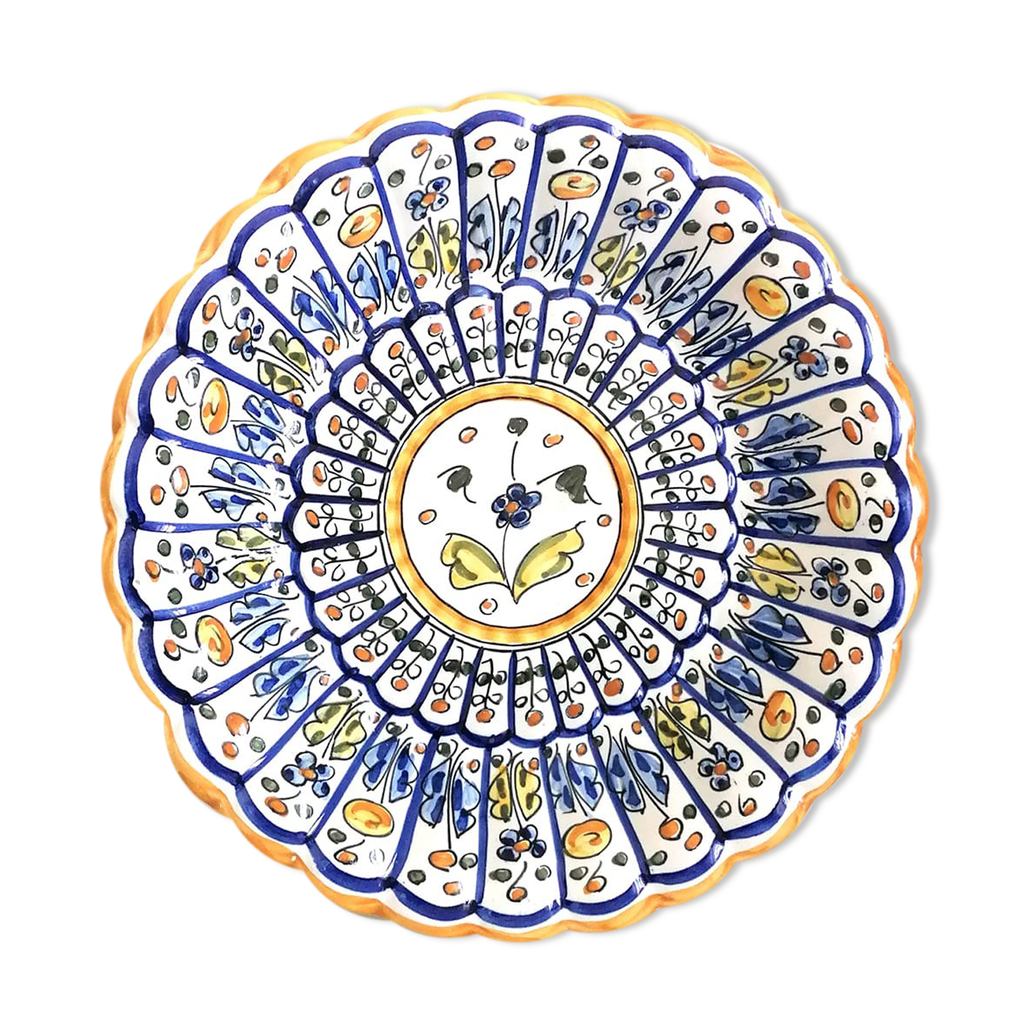 Godronné dish in earthenware signed 1951
