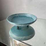 Plat assiette émaillée bleue tripode