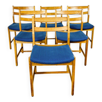 6 chaises scandinave en chêne 1960