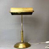 Lampe de table de bureau de banquier portugais en laiton 1940