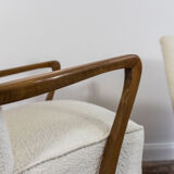 Pair of white cream boucle cocktail chairs, 1950s