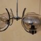 Chandelier 70s metal chrome with 4 glass globes