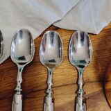 Set of 6 silver-plated fleur-de-lys dessert spoons