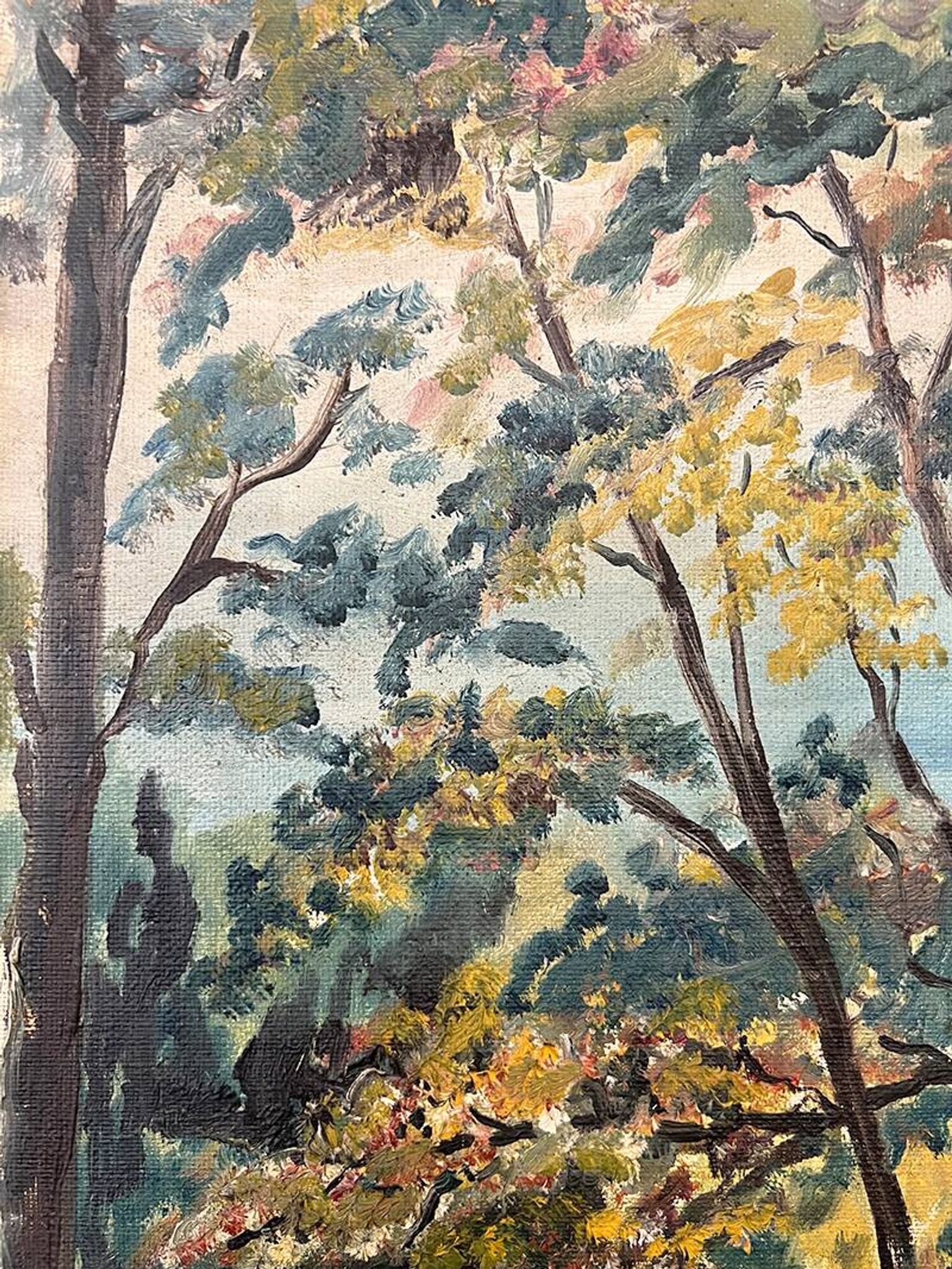 Tableau, huile sur toile « Chemin dans la forêt »