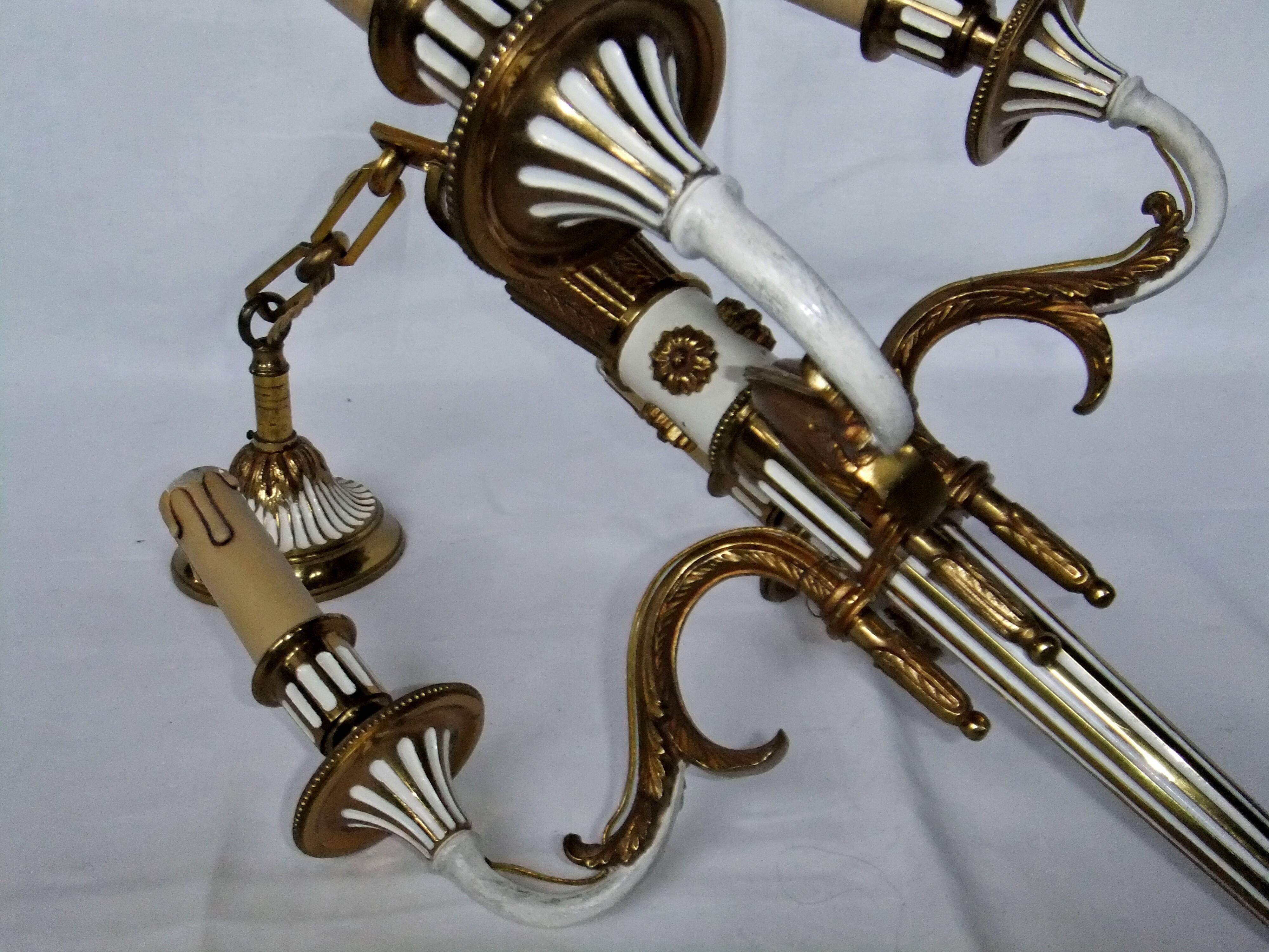 Antique Louis XVI Bronze Chandelier with acanthus quiver suspension