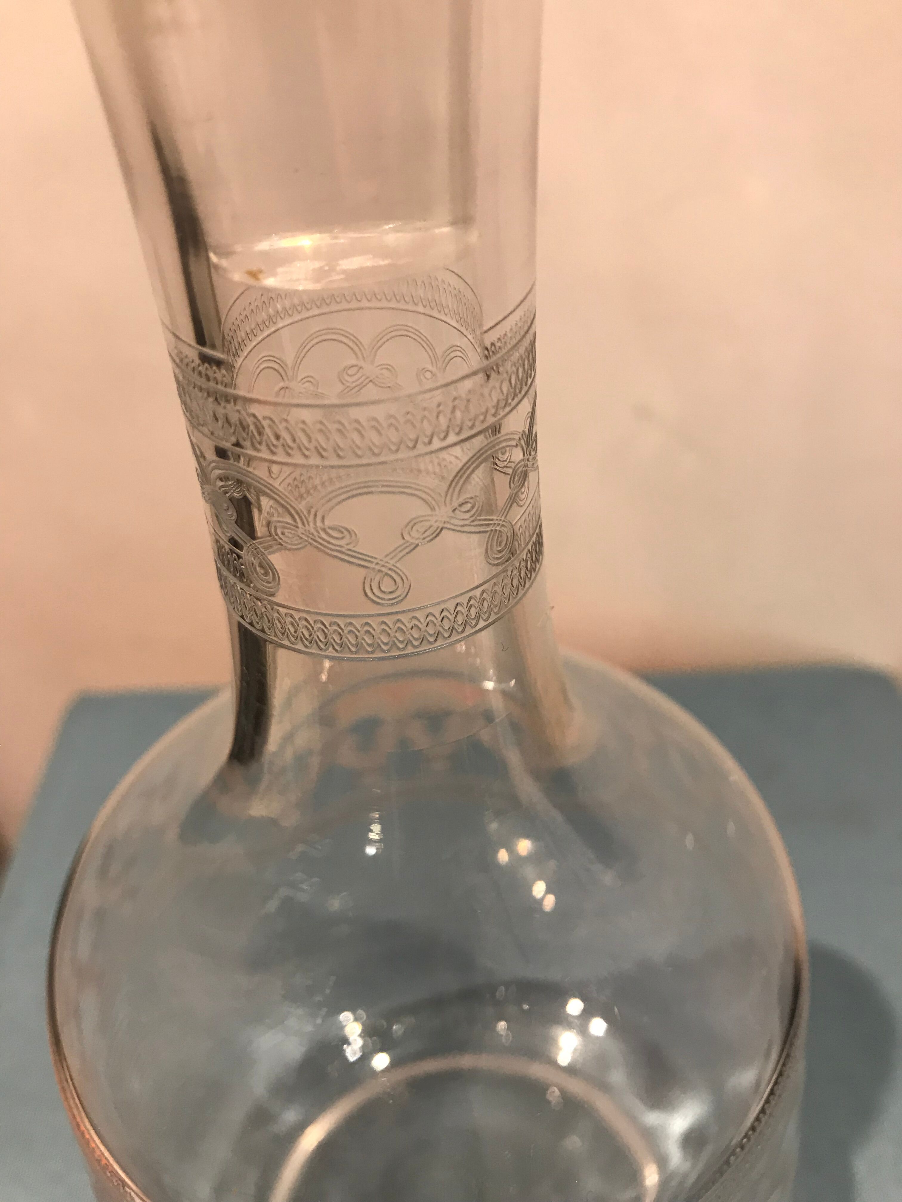 Pair of ancient carafes numbered Crystal Baccarat