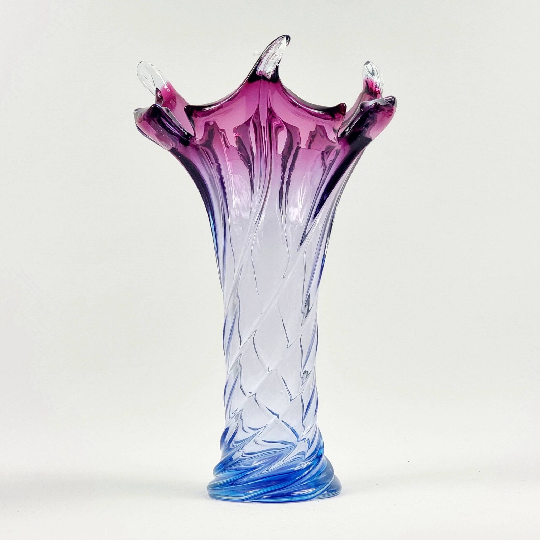 Very Large Mid-Century Murano Glass Twisted Vase from Fratelli Toso, Italy