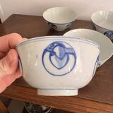 Lot of Blue White Porcelain Rice Tea from China with Cobalt Blue Imperial Dragons