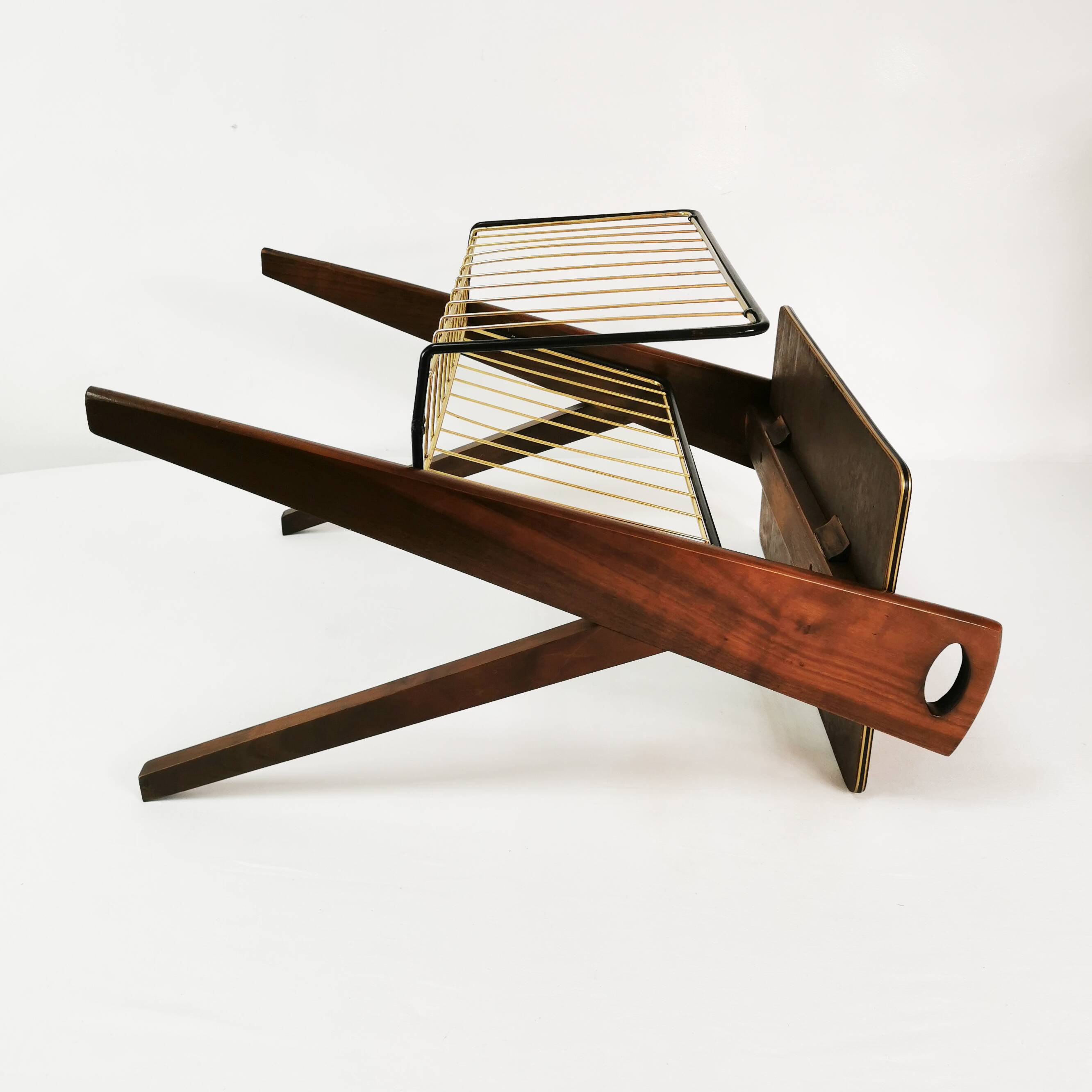 Modernist side table with newspaper rack, Ilse Mobel, Germany, 1960s.