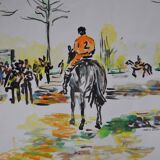 Alain Desormeaux (1931-2010) "The Riders" 1971 Oil on strong paper, signed and dated