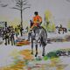 Alain Desormeaux (1931-2010) "The Riders" 1971 Oil on strong paper, signed and dated